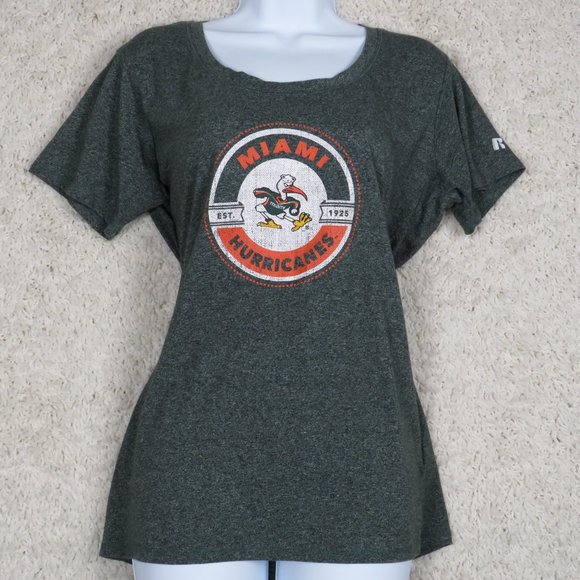 Russell*Women's Short Sleeve Boat Neck "University of Miami" T-Shirt Size~ Large - Picture 1 of 11